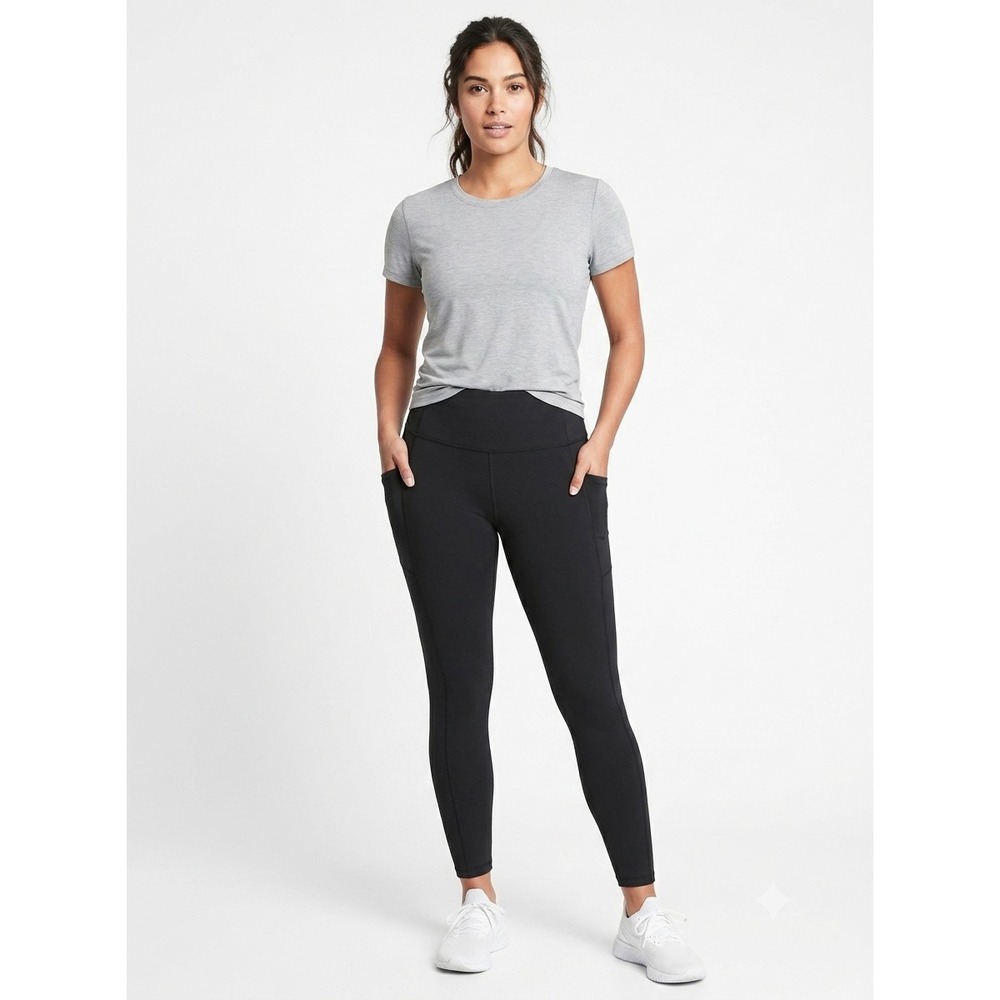 Patagonia Ankle Leggings Womens M Black Logo High Waisted Side Pocket Activewear